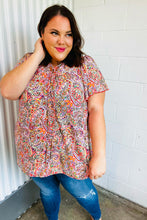 Load image into Gallery viewer, Multicolor Boho Paisley Print Tie Neck Dolman Top