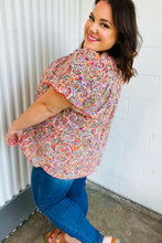 Load image into Gallery viewer, Multicolor Boho Paisley Print Tie Neck Dolman Top
