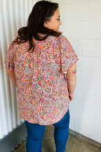 Load image into Gallery viewer, Multicolor Boho Paisley Print Tie Neck Dolman Top