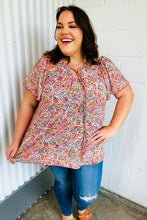 Load image into Gallery viewer, Multicolor Boho Paisley Print Tie Neck Dolman Top