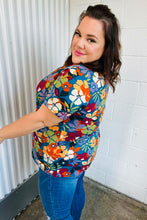 Load image into Gallery viewer, Teal &amp; Maroon Flat Floral Print Top