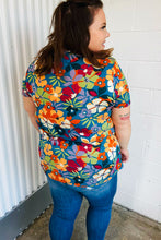 Load image into Gallery viewer, Teal &amp; Maroon Flat Floral Print Top