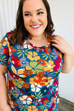 Load image into Gallery viewer, Teal &amp; Maroon Flat Floral Print Top