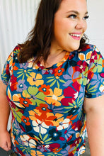Load image into Gallery viewer, Teal &amp; Maroon Flat Floral Print Top