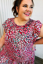 Load image into Gallery viewer, Fuchsia &amp; Teal Abstract Dot Yoke Woven Dress
