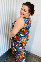 Load image into Gallery viewer, Teal &amp; Maroon Flat Floral  Fit and Flare Sleeveless Maxi Dress