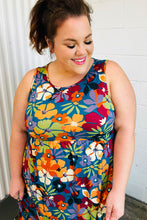 Load image into Gallery viewer, Teal &amp; Maroon Flat Floral  Fit and Flare Sleeveless Maxi Dress
