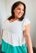 Load image into Gallery viewer, Seafoam &amp; Emerald Tiered Frill Sleeve Midi Dress