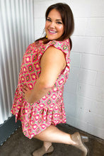 Load image into Gallery viewer, Coral Geo Boho Print Yoke Poplin Woven Dress