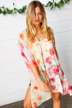 Load image into Gallery viewer, Lavender &amp; Sage Colorblock Floral Print Chiffon Kimono
