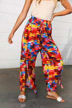 Load image into Gallery viewer, Multicolor Kaleidoscope Smocked Waist Slit Palazzo Pants