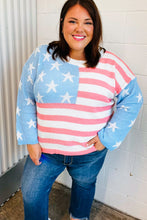 Load image into Gallery viewer, Stars &amp; Stripes Patriotic Hi Lo Oversized Sweater