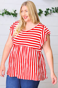 Red Stripe Babydoll Top