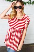 Load image into Gallery viewer, Red Stripe Babydoll Top