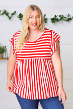 Load image into Gallery viewer, Red Stripe Babydoll Top