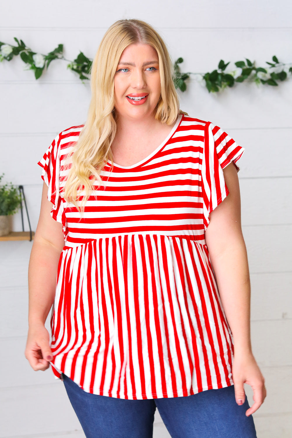 Red Stripe Babydoll Top