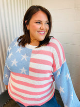 Load image into Gallery viewer, Stars &amp; Stripes Patriotic Hi Lo Oversized Sweater