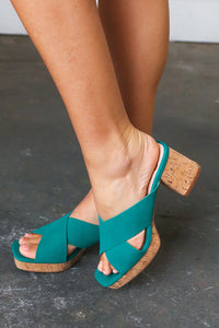 Emerald Chandra Faux Leather Cork Platform Sandals
