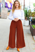 Load image into Gallery viewer, Relaxed Fun Rust Smocked Waist Palazzo Pants