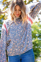 Load image into Gallery viewer, Floral Triblend Color Block Oversized Top