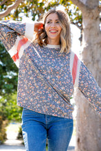 Load image into Gallery viewer, Floral Triblend Color Block Oversized Top
