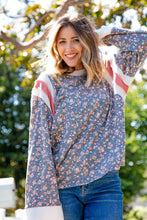Load image into Gallery viewer, Floral Triblend Color Block Oversized Top