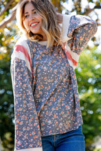 Load image into Gallery viewer, Floral Triblend Color Block Oversized Top