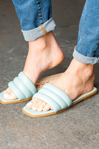 Sage Austin Faux Quilted Leather Wide Strap Slide Sandal