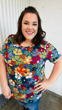 Load image into Gallery viewer, Teal &amp; Maroon Flat Floral Print Top