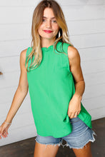 Load image into Gallery viewer, Sea Green Frill Mock Neck Crinkle Top