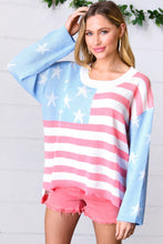 Load image into Gallery viewer, Stars &amp; Stripes Patriotic Hi Lo Oversized Sweater