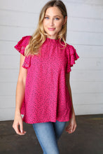 Load image into Gallery viewer, Fandango Leopard Print Mock Neck Flutter Sleeve Top