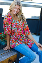 Load image into Gallery viewer, Sage Floral Chiffon Three Quarter Sleeve Peplum Top