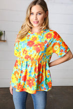 Load image into Gallery viewer, Yellow &amp; Red Retro Floral Babydoll Top