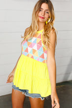 Load image into Gallery viewer, Yellow Geometric Knit Babydoll Halter Top