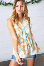 Load image into Gallery viewer, Tangerine Floral Banded V Neck Sleeveless Top