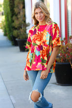 Load image into Gallery viewer, Burnt Orange Drop Shoulder Floral Babydoll Top