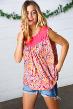 Load image into Gallery viewer, Coral Jacquard Lace Paisley Print Tank Top