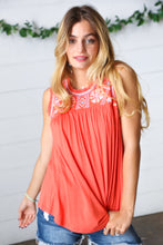 Load image into Gallery viewer, Orange-Red Embroidery Lace Edge Yoke Top
