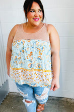 Load image into Gallery viewer, Orange &amp; Blue Two Tone Floral Back Tie Tank