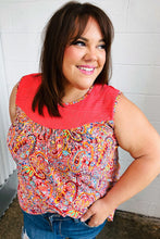 Load image into Gallery viewer, Coral Jacquard Lace Paisley Print Tank Top