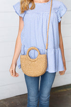 Load image into Gallery viewer, Khaki Rattan Half Moon Cinch Crossbody Bag