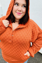 Load image into Gallery viewer, Feeling Bold Burnt Orange Quilted Quarter Snap Hoodie