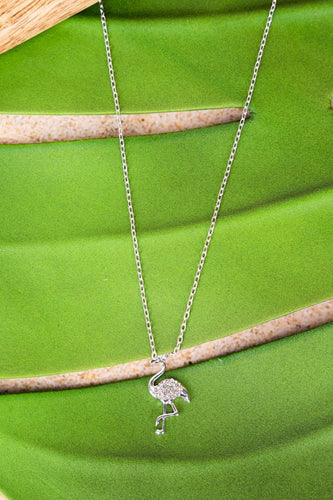 ISABELA ISLAND CRYSTAL FLAMINGO PENDANT NECKLACE