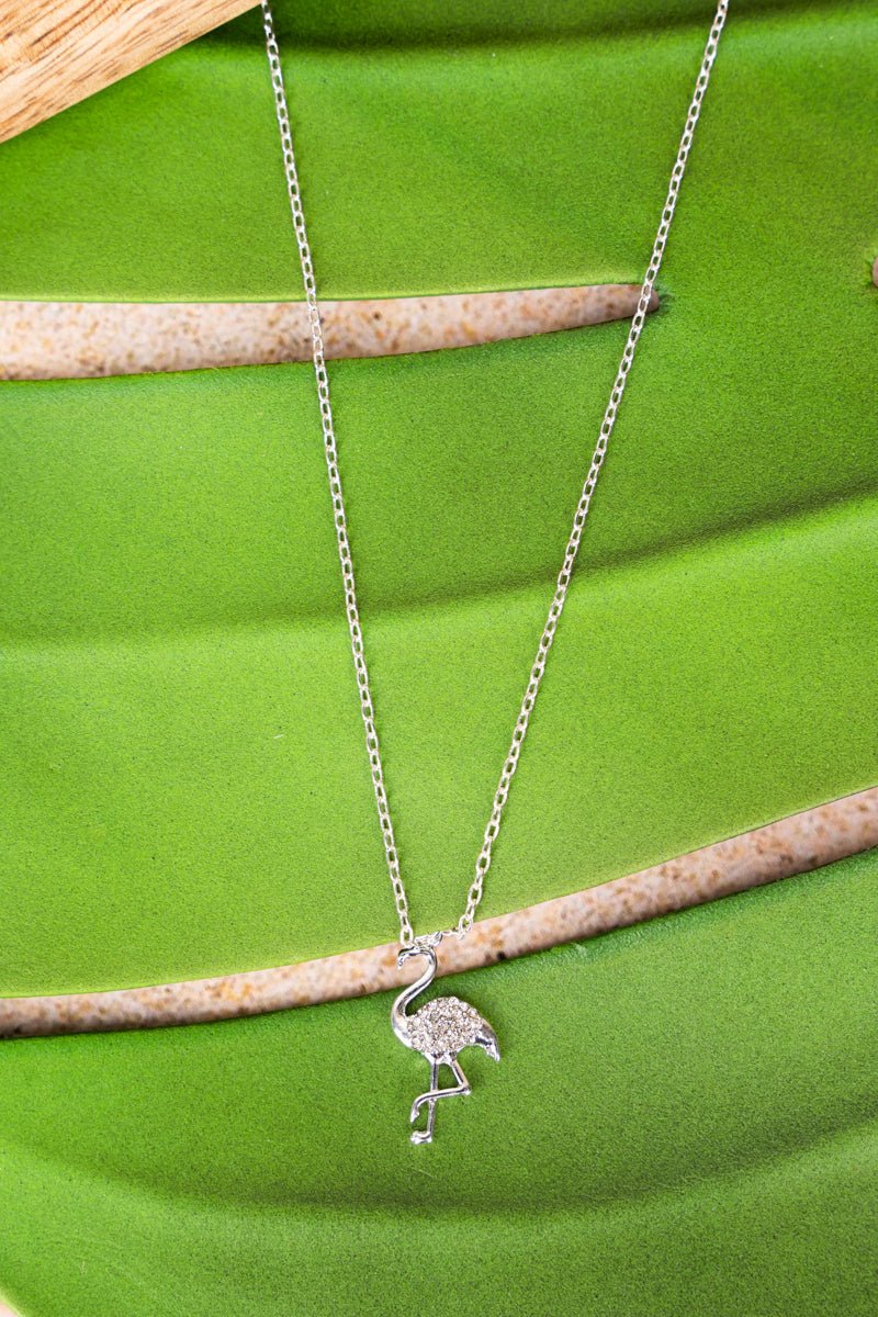 ISABELA ISLAND CRYSTAL FLAMINGO PENDANT NECKLACE