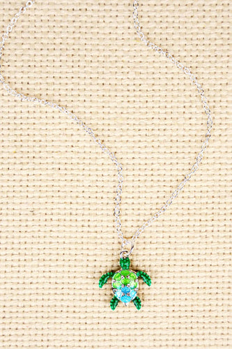 TURQUOISE SEABREAK ISLAND TURTLES NECKLACE