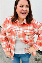 Load image into Gallery viewer, Layer Up Orange Plaid Flannel Button Down Shacket