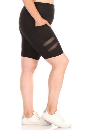 Plus Size Solid Mesh Biker Shorts - Unique Inspirations by Tracy and Anna