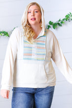 Load image into Gallery viewer, Oatmeal Multicolor Stripe Outseam Hoodie