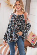 Load image into Gallery viewer, Boho Floral Ethnic Print Front Tie Woven Blouse